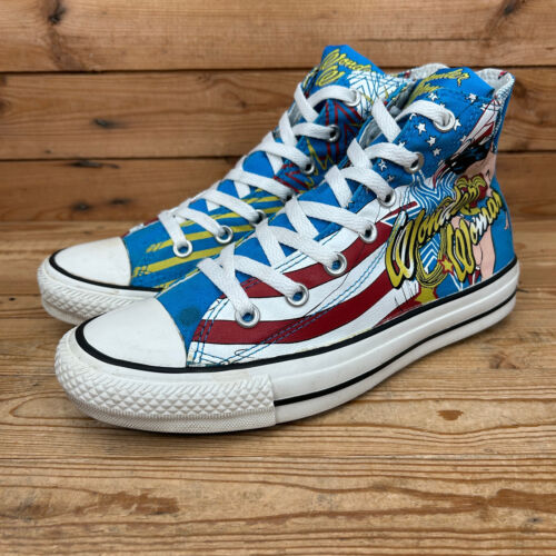 Converse Trainers Womens Size UK 6 All Star Blue Wonder Woman DC Comics Print - Picture 5 of 13