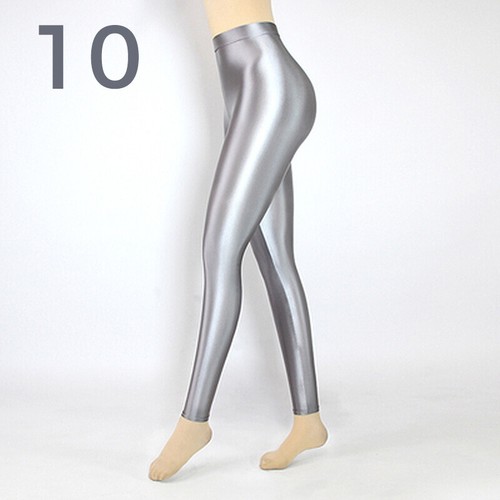 MJINM Women Men Oil Shiny Glossy Leggings Opaque Sports Yoga Slim Pants Jeggings - Picture 20 of 24