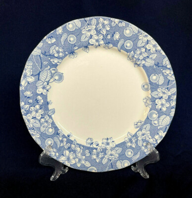 Grindley ''Bryony'' Dinner Plate - Flowers Berries - Blue White 