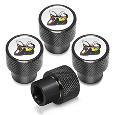 Dodge Scat-Pack Full Color in White on Black Aluminum Tire Valve Stem Caps