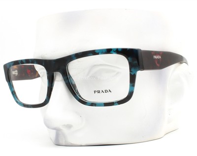 Prada Eyeglasses Glasses VPR 15Y 06Z-1O1 Blue Black Brown Havana 54mm w/case 
