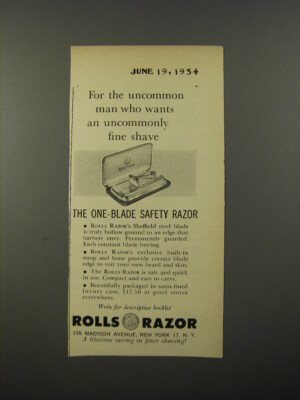 1954 Rolls Razor Advertisement - For uncommon man who wants fine shave ...