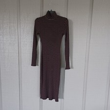 Reformation Aragon Striped Dress Size M Preppy Women Turtle Neck Bodycon Stretch