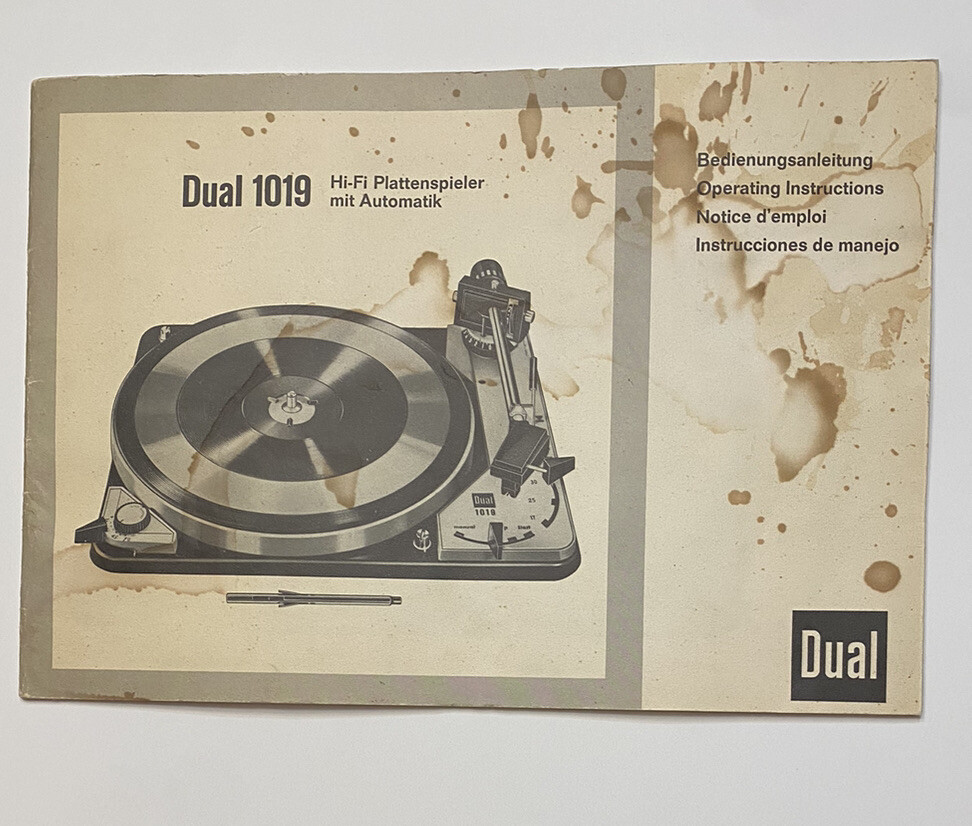 Dual 1019 Turntable Owner’s Manual