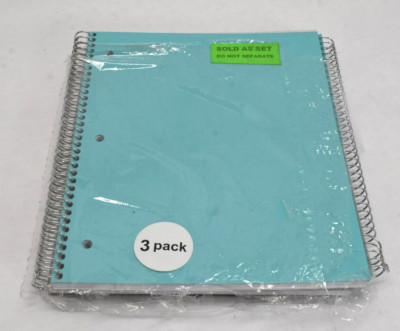 Mintra Spiral Durable Notebooks College Ruled 100 Sheets 9'' x 11'' Teal 3 Pack