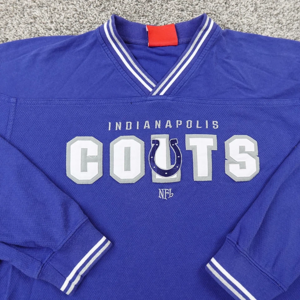De Colección Indianapolis Colts Suéter Para Hombres M Azul Logo NFL Fútbol Cuello en V Sudadera Foto 3 de 4