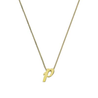 Kleine Halskette 9 kt Gold Alphabet Buchstabe P 16 - 20 Zoll Name Initiale