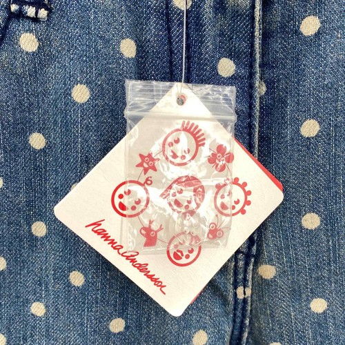 Hanna Andersson Jeans Girls 140 Blue Denim White Polka Dot Adjustable Waist NEW - Picture 3 of 8