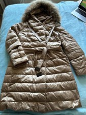 Max Mara The Cube Real Fox Fur Hood Trim Down/feather Reverse Jacket/coat Size 8