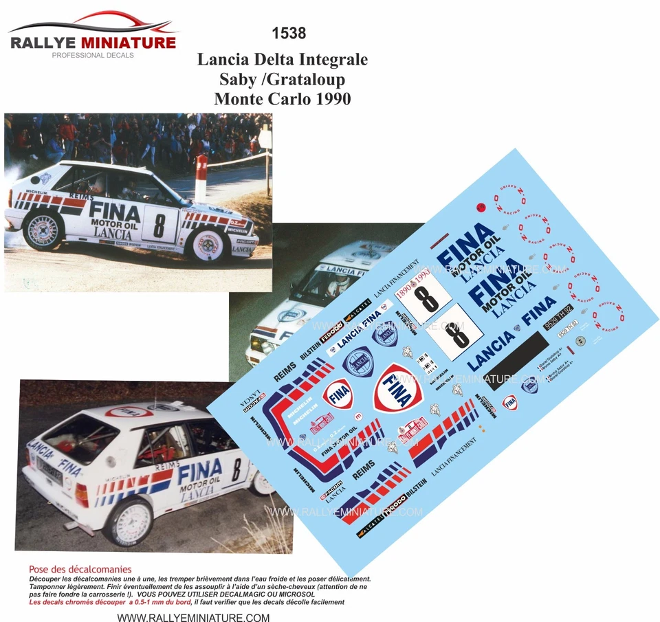DECALS 1/43 REF 1538 LANCIA DELTA SABY RALLYE MONTE CARLO 1990 WRC RALLY - Photo 1/1