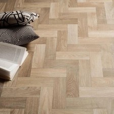Natural Oak Herringbone Effect Vinyl Flooring Foam Back R11 Lino Kitchen