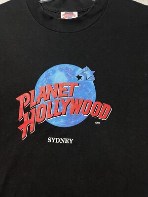 PLANET HOLLYWOOD ''SYDNEY'' MENS COTTON GRAPHIC S/S T-SHIRT SZ XL BLACK NWOT USA.