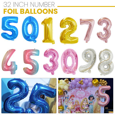 32'' Zahlenballons Luft Riesen Folie Groß Helium Hochzeit Geburtstag Alter Party 0-9