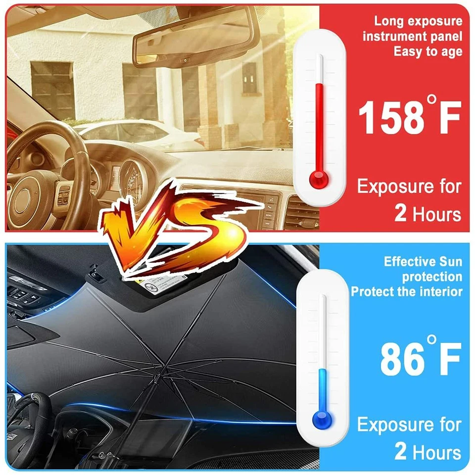 For KIA Car Windshield Umbrella Sun Shade Foldable UV Block Front Cover Shield - Image 4 of 4