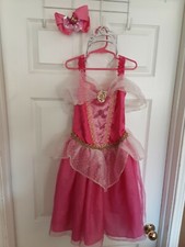 Disney Princess Aurora Sleeping Beauty Pink Dress Costume W/Crown  Bow Size M