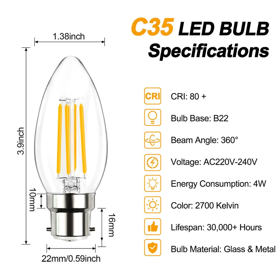 E14 LED 4W 6W kerzenbirnen Dimmbar Leuchtmittel Glühbirne Kerze Lampe Warmweiß - Bild 3 von 4