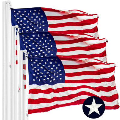 NEW G128 USA Flag 3-Pack 6x10 FT, American Embroidered Nylon