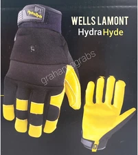 WELLS LAMONT HydraHyde LEATHER WORK GLOVES Breathable Water Resistant Medium NEW