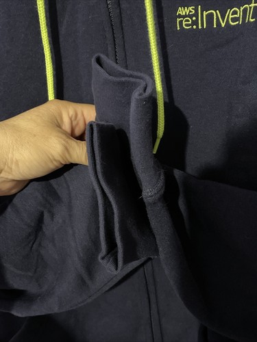 Felpa con cappuccio Amazon AWS re: Invent Logo Full Zip Blu Navy Uomo Taglia S - Foto 5 di 11