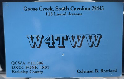 1982 W4TWW Goose Creek South Carolina Amateur Ham Radio Berkeley County QSO