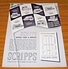 1950 Print Ad Scripps Marine Engines 8 Models Shown Made in Detroit,MI