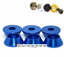 M2-M8 Royal Blue Aluminum Alloy Cone Cup Head Washers Gasket for Bolts & Screws