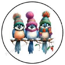 TRIO OF WINTER BIRDS CHRISTMAS ENVELOPE SEALS LABELS STICKERS PARTY FAVORS