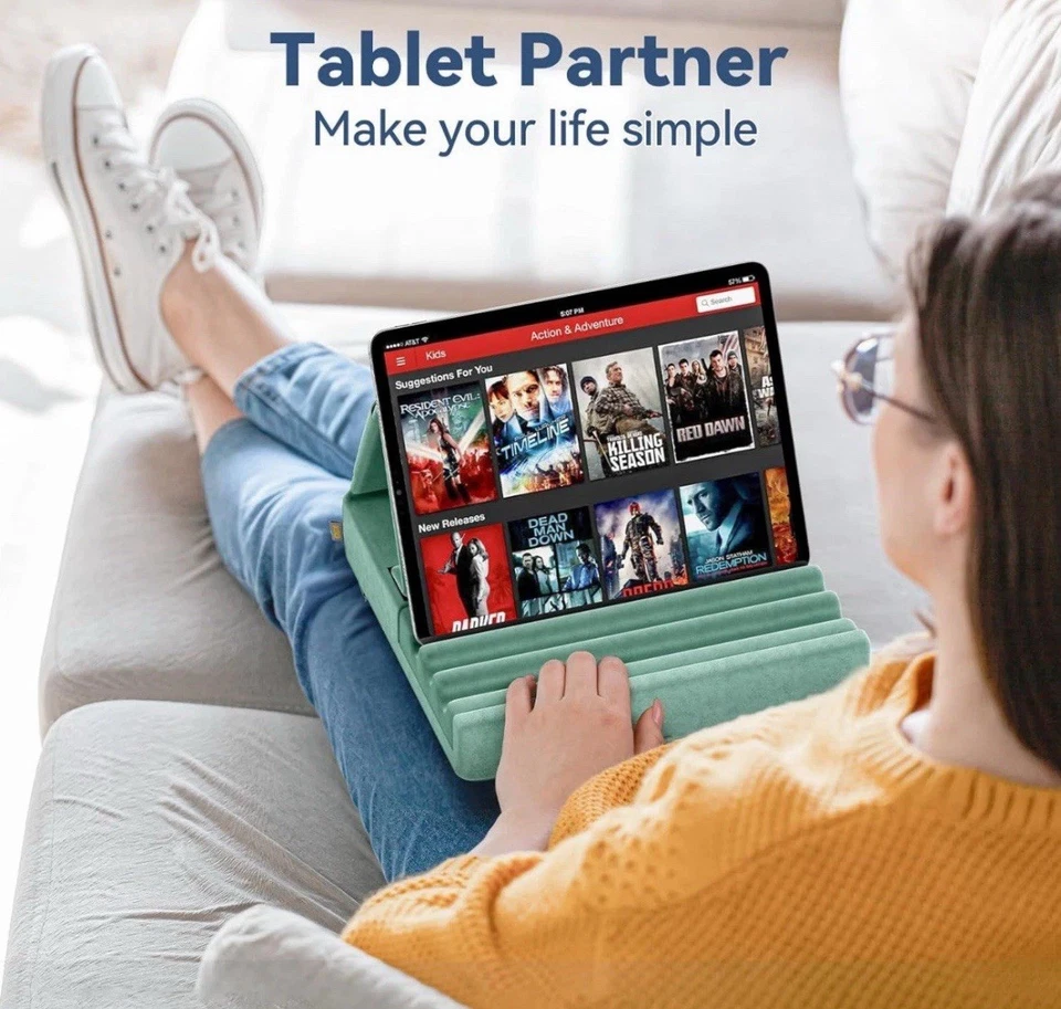 Tablet Pillow Lap Holder Foldable Stand Soft Pad Dock Multiple Viewing Angles - Image 4 of 4