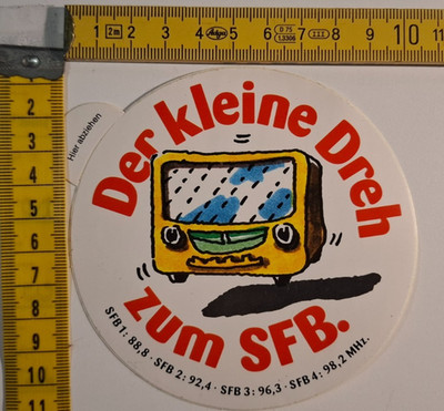 Aufkleber ''SFB - Der kleine Dreh zum SFB'', 80er Jahre