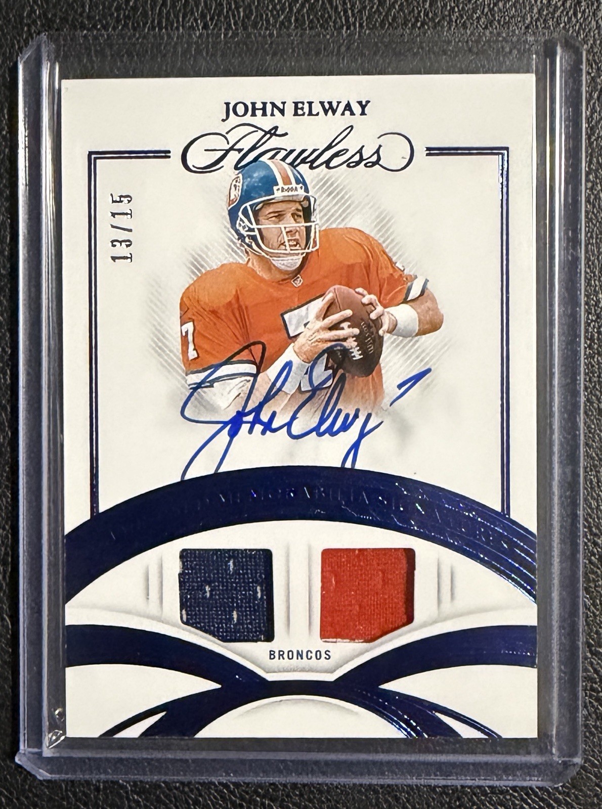 2025 Panini Flawless Football John Elway Game Worn Dual Jersey Auto #13/15