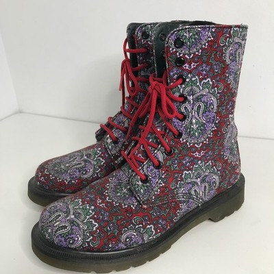 Ys For DR MARTENS BOOTS 7  Leather Blue Red  Lace Up Ankle Moto Twee Festival
