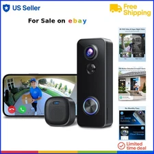 Battery Doorbell 3MP Video 180° Night Vision Wi-Fi Two-Way Talk Surveillance