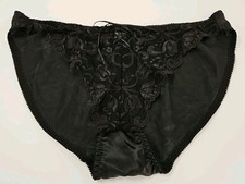 Privates Luxuries Satin Lace Bikini Briefs Panties Womens 7 Large Black
