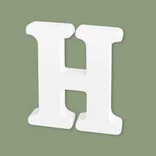 4 Inch Unfinished Wooden Letters, White Marquee Letters 0.6 inches, Letter H