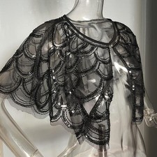 Black beaded and sequin vintage 1920s style shawl glamour sequinshawl