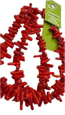 Bamboo Coral Stick Beads Dyed Red 16  Strand Bead Landing