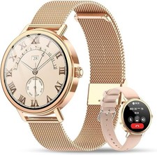 Smartwatch Mujer Dorado con Función Teléfono, Pulsómetro, Podómetro y Reloj Fitness