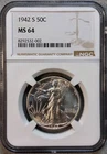 1942 S Walking Liberty 50C NGC MS64