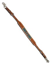 Col poitrine garrot Western Tack cuir usiné floral 21" - 29", marron/perlé 