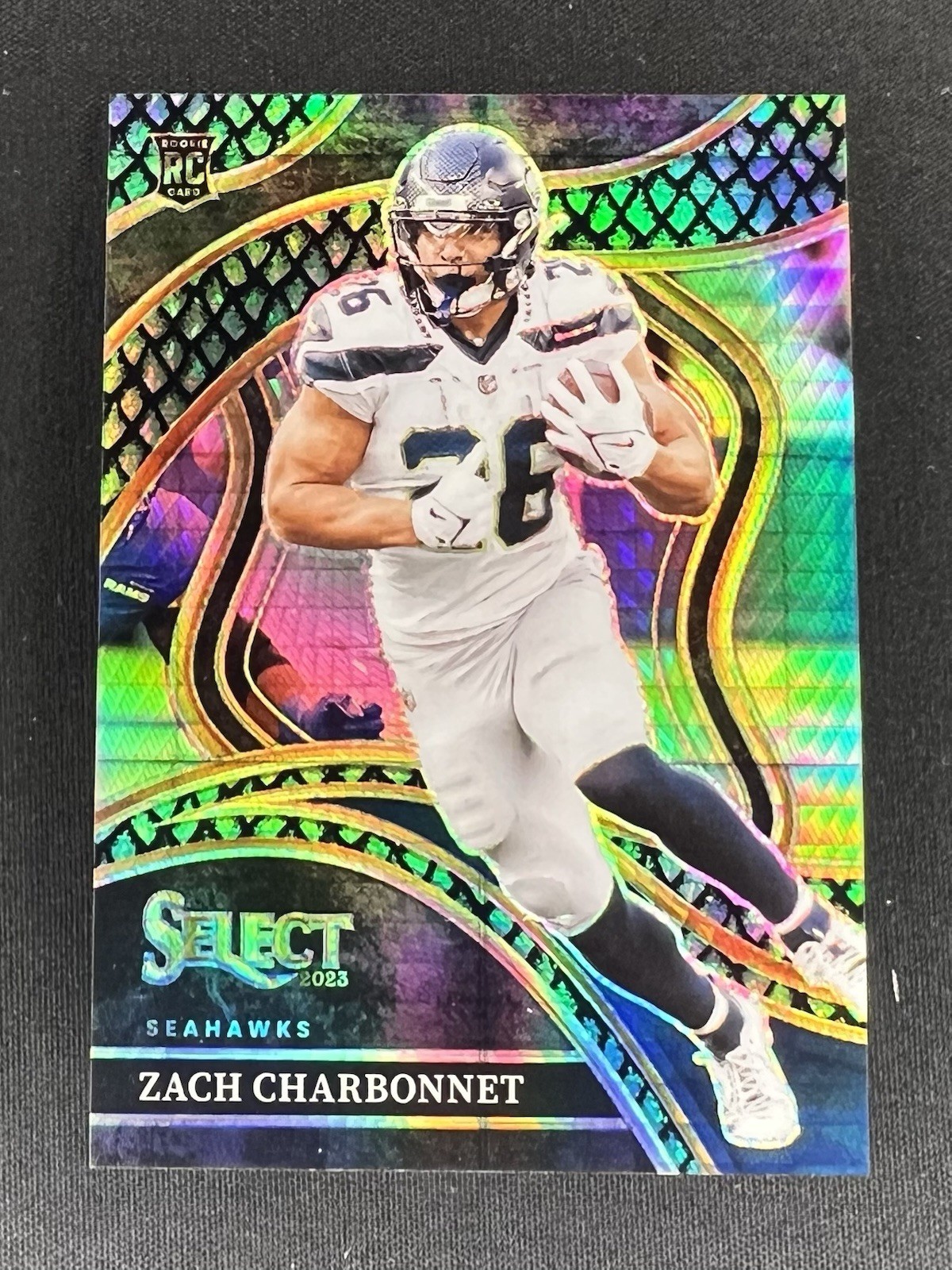 2023 Panini Select - Club Level Zach Charbonnet #202 Dragon Scale Prizm /70 (RC)