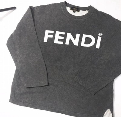 Fendi Vintage Sweatshirt Size medium Charcoal Grey With White