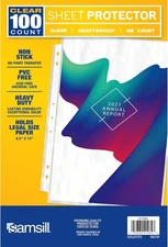 Samsill 100 Pack Legal Sheet Protectors, 8.5 x 14 Inch 100 Pack, Clear 