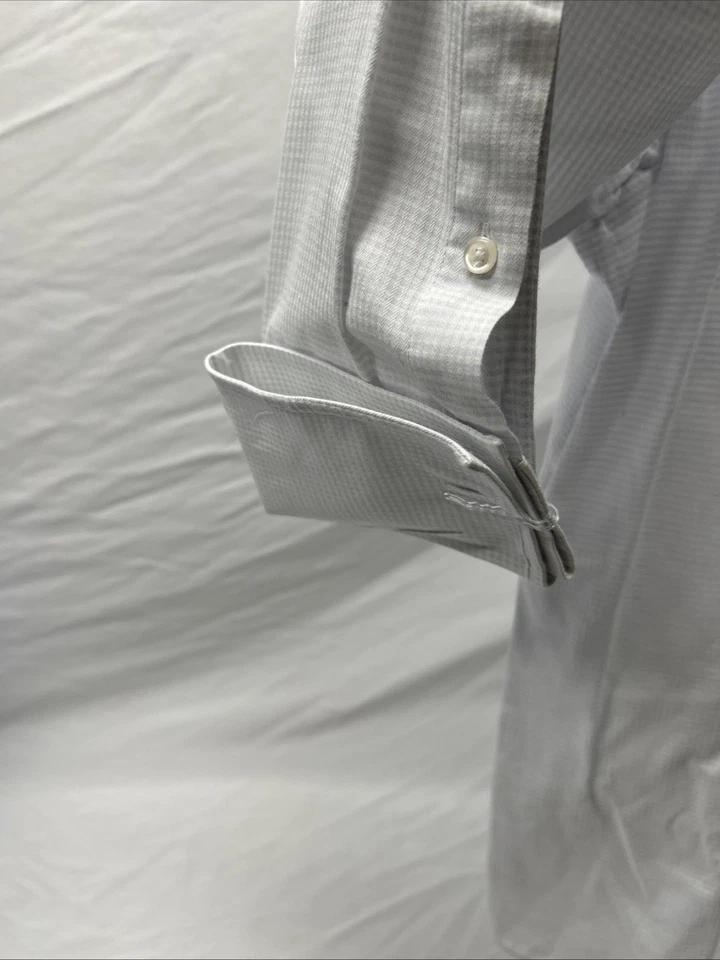 Camisa de vestir Donald J. Trump Signature blanca con botones 16,5 32/33 puño francés W12 Foto 4 de 4