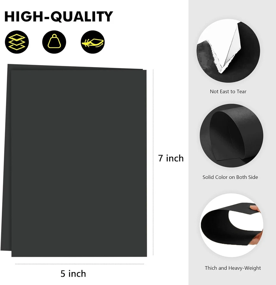 Black Cardstock Paper, 60 Sheets Card Stock Thick 92 Lb, Heavy Weight Cover Stoc - Image 2 of 4