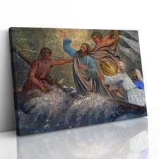 Jesus Christ Calming the Storm Canvas Framed Print Picture Wall Art