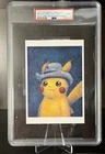 2023 POKEMON X VAN GOGH POSTCARD PIKACHU WITH GREY FELT HAT PSA 9