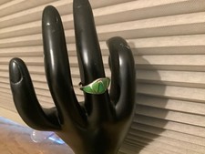 925 Sterling Silver Ring with green inlay Malachite , size 7
