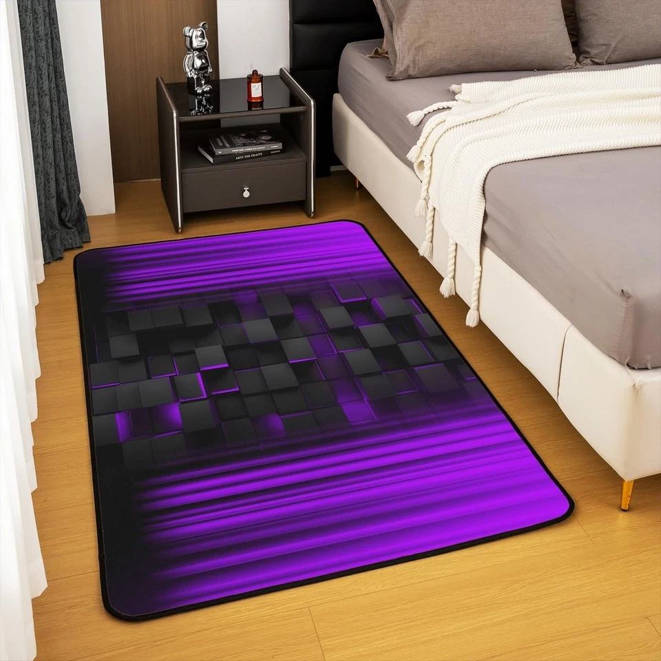 Alfombra de área púrpura y negra alfombras de sala de estar ombre 3x5 para niños niñas adolescentes cama... Foto 4 de 4