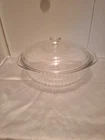 Vtg Pyrex 2qt/2L Ribbed Clear Glass Round Casserole Dish w/ Lid # 024-S