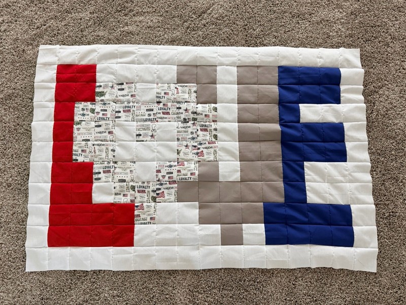 “Love” Quilt Top. United States Military. Cotton Blend. Large